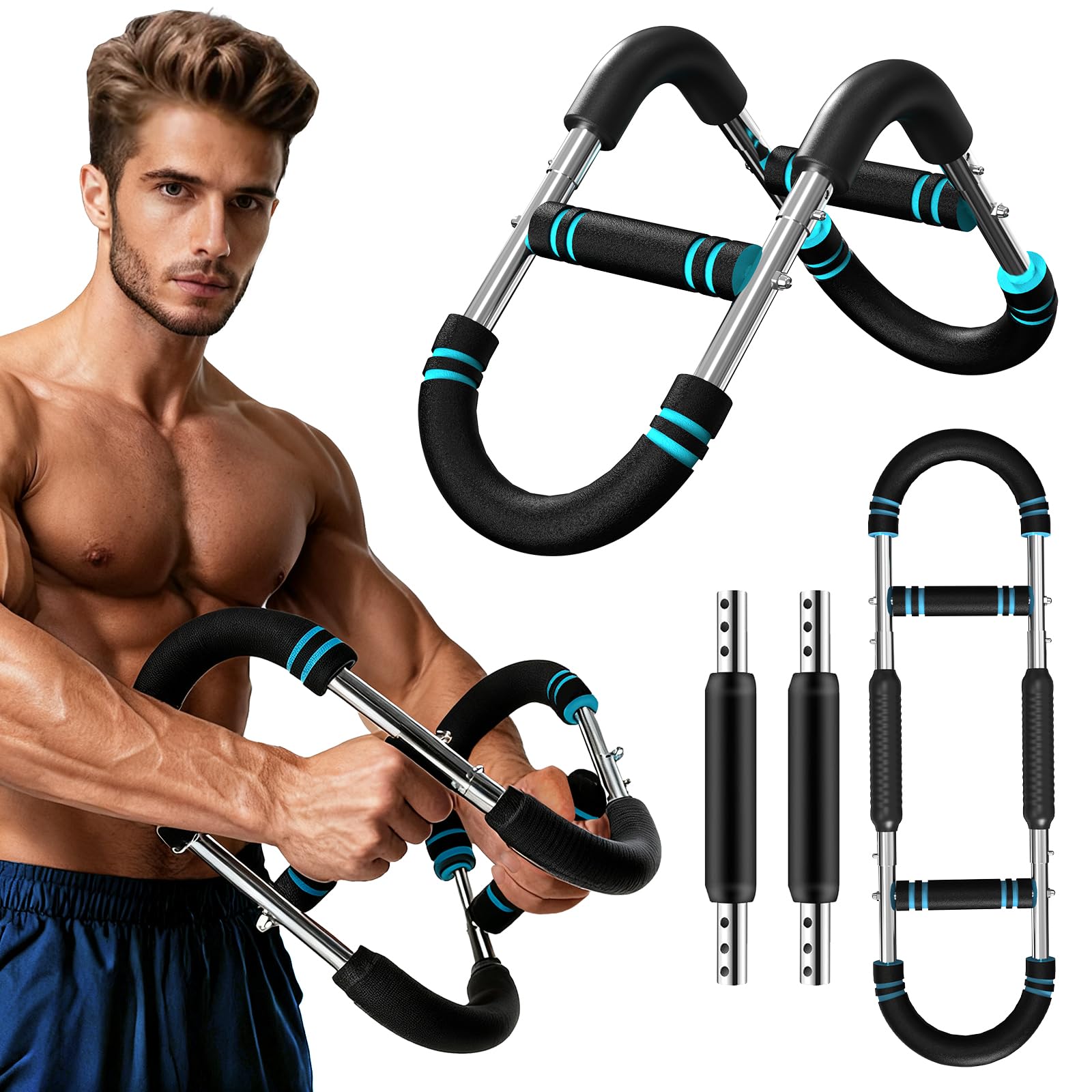 Twister Arm Trainer, U-VKK 5-Level Adjustable(30-50kg) Adjustable Chest Workout Expander, Portable Shoulder and Forearm Exercise for Home Gym