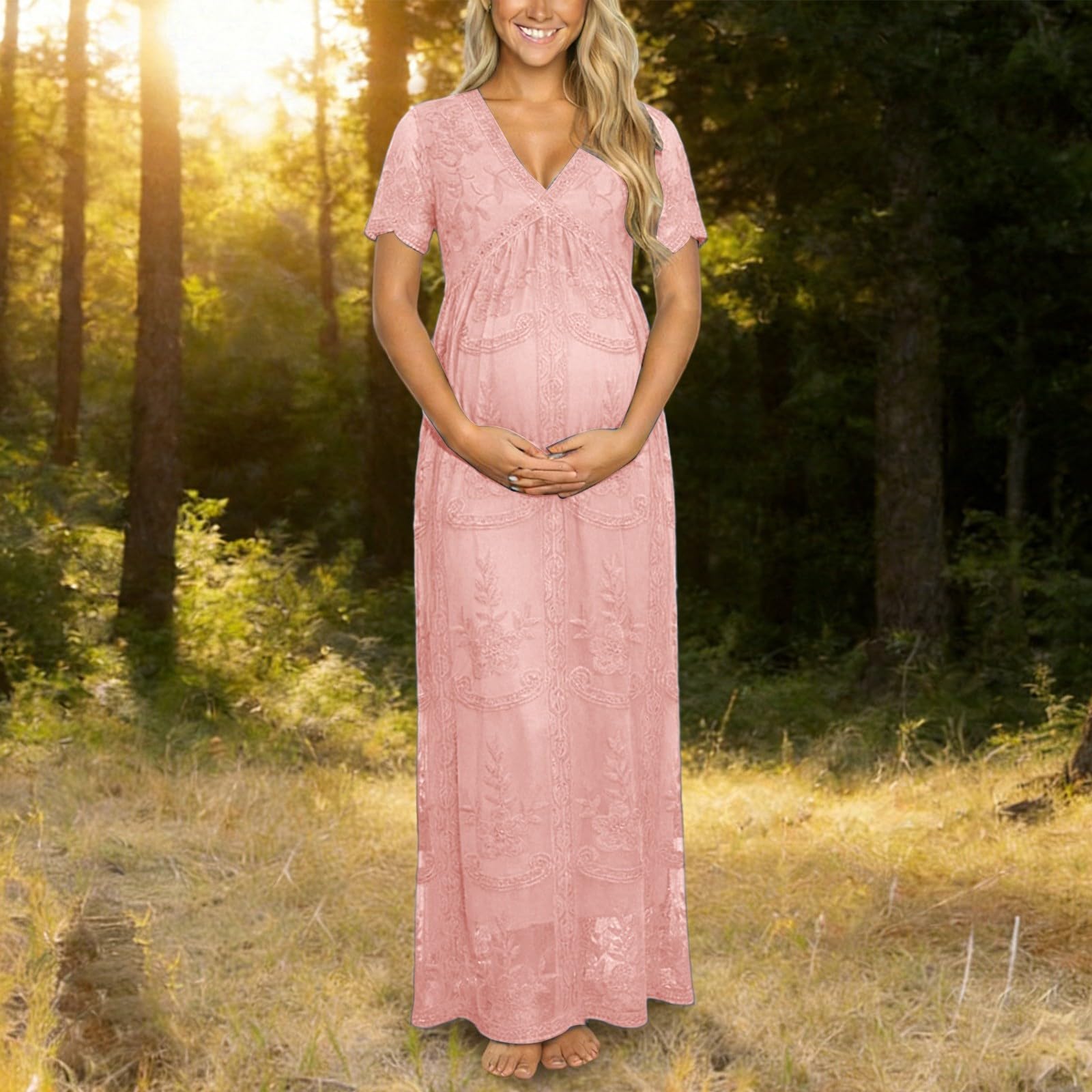 Generisch Elegante vestido de sesión de fotos de maternidad vestido largo de encaje para fotografía de embarazo, ocasiones especiales con femenino