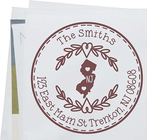 Miniatura 286 de Round State Love - Sello de dirección de devolución para Texas, uso con almohadilla de sello, mango de madera, sello de dirección de Texas