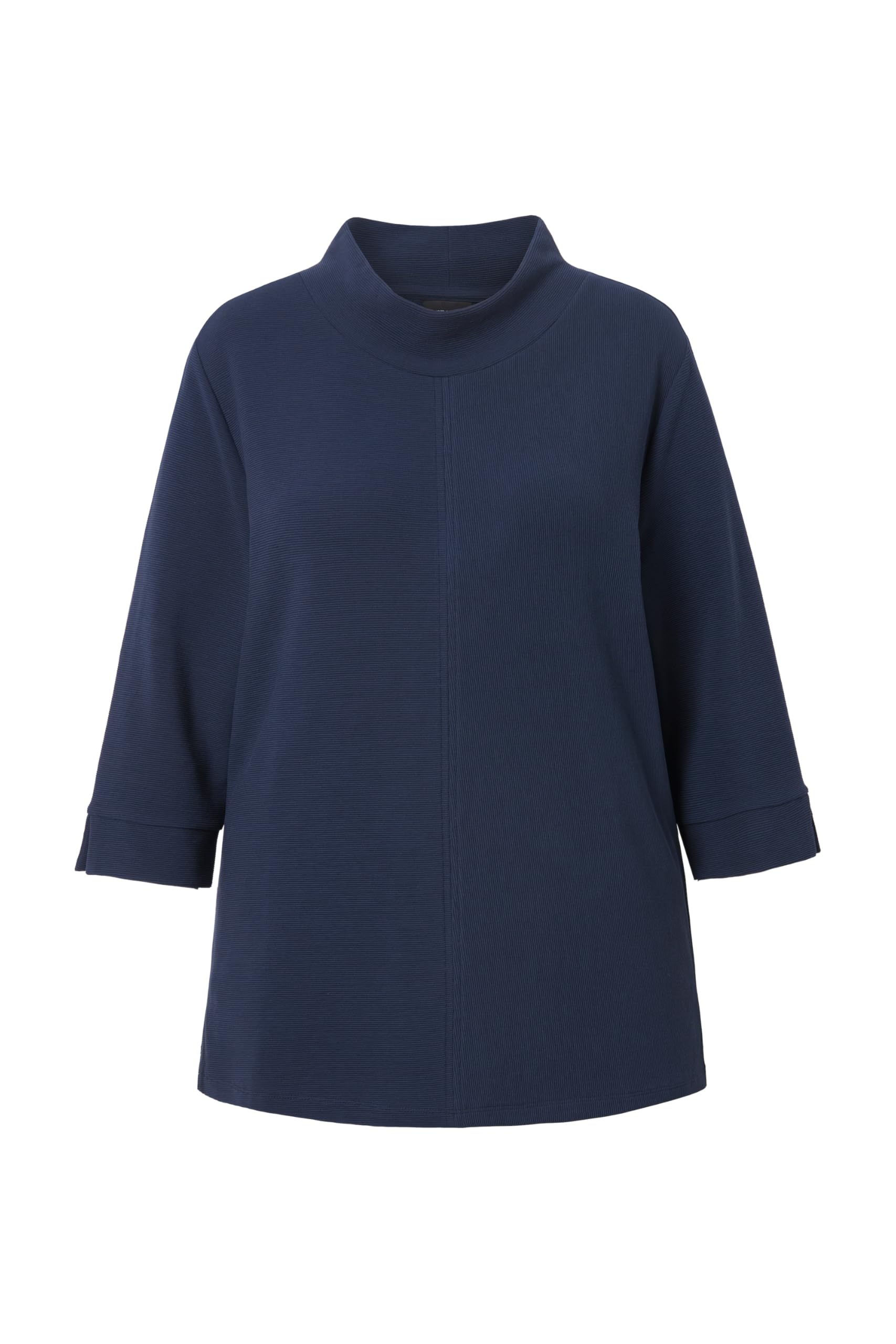 Ulla Popken Damen Sweatshirt, Querrippen, Stehkragen, 3/4-arm Sweatshirt (1er Pack)