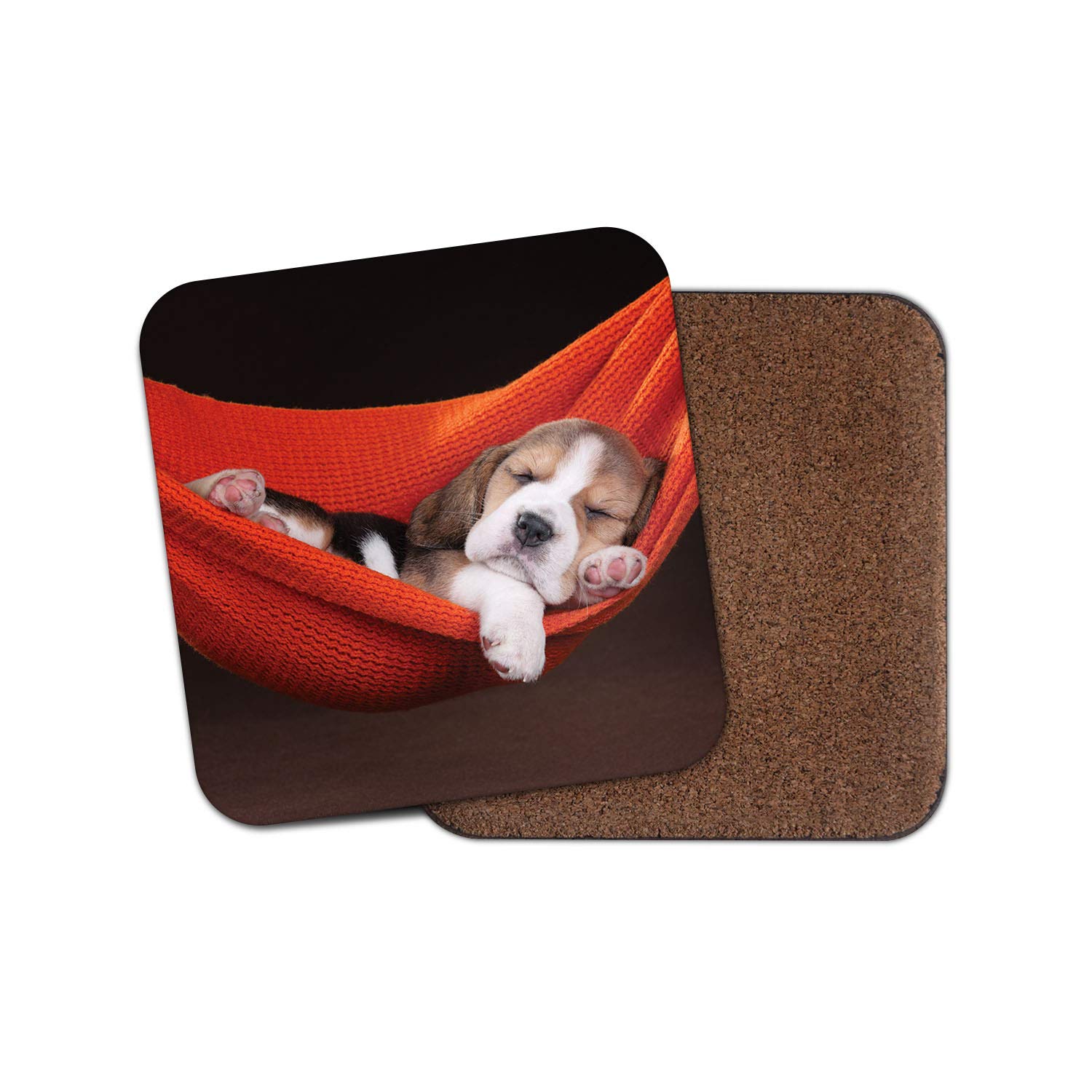 Destinationvinyl Multicolor 1 X Cute Beagle Puppy Cork Backed Drinks Coaster - Dog Dogs Mum Sister #8432