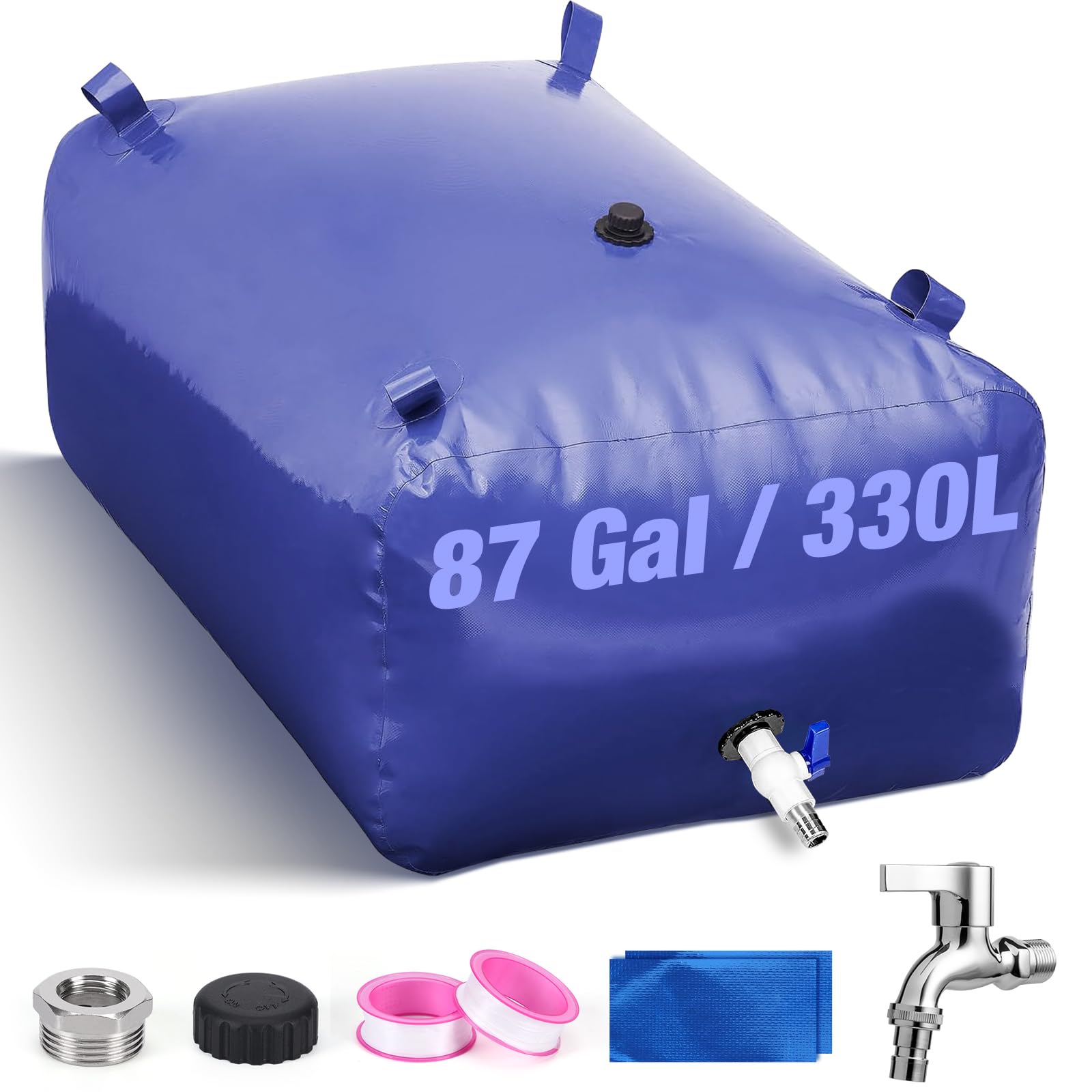 Gifeerory Portable Water Storage Bladder 87.1gal/330L PVC Large Capacity Water Storage Containers for RV, Camping, Emergency Water, Drought Resistance, Fire Prevention