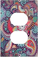 Vista 140 de Cubierta de interruptor de luz basculante de palanca de 2 bandas con textura de tablón rústico, diseño floral de mariposa y margarita