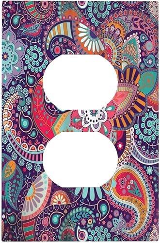 Miniatura 140 de Cubierta de interruptor de luz basculante de palanca de 2 bandas con textura de tablón rústico, diseño floral de mariposa y margarita