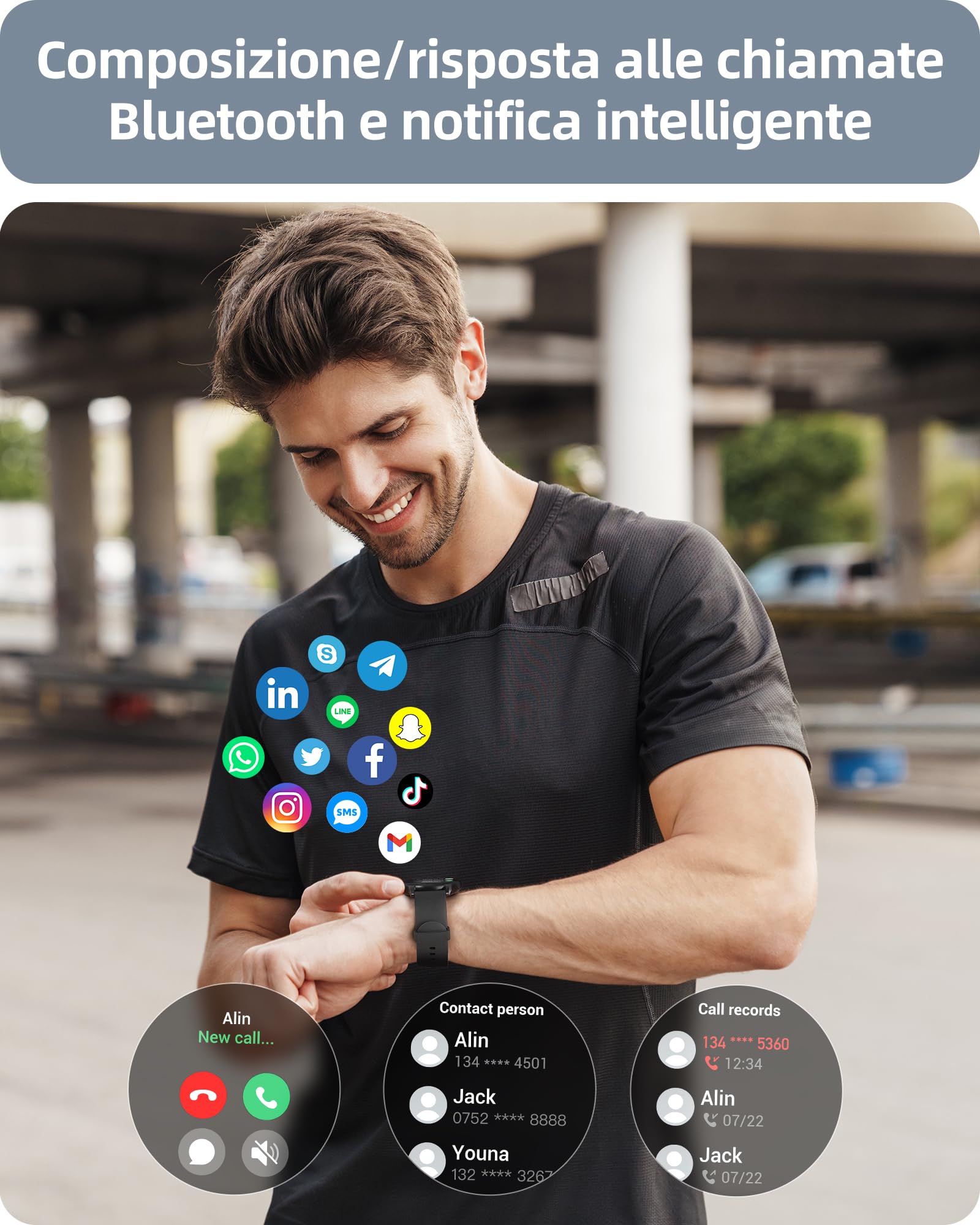 Parsonver Smartwatch Uomo Chiamate Bluetooth, 100 + Modalità Sportive, 1.32" Fitness Sportivo Orologio Fitness Monitor del SpO2/Sonno/Cardiofrequenzimetro, Smart Watch Android iOS, Nero, SPROD1 | 1.32" Fitness Sportivo Orologio con Monitor del SpO2/Sonno/