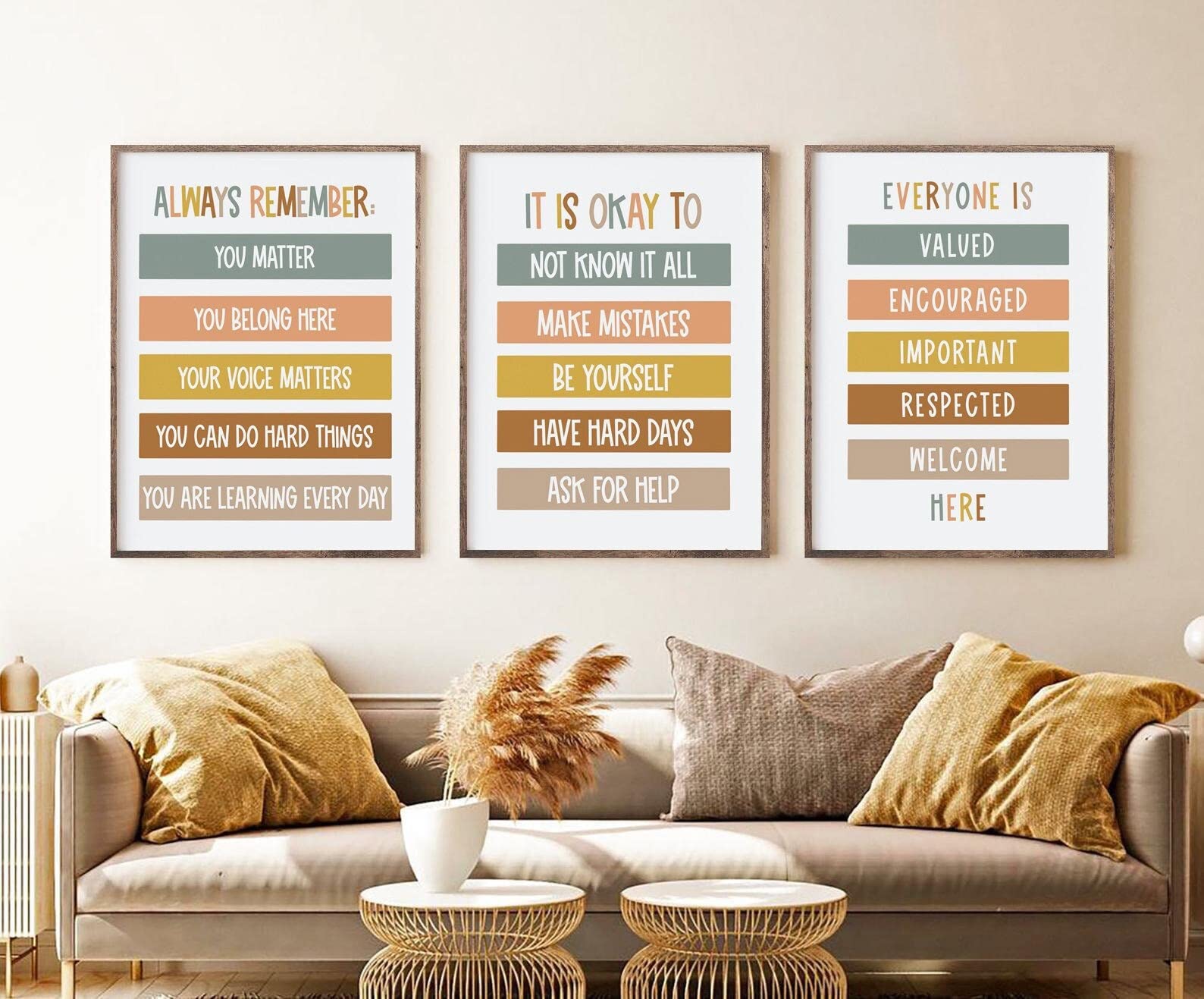 HOUVSSEN Classroom Decor Everyone is Welcome Here Poster Playroom Decor Office Wall Decor Boho Teacher Poster in This Classroom in This Room Posters tin Sign Metal 8x12 inch Proverb Metal Tin Sign