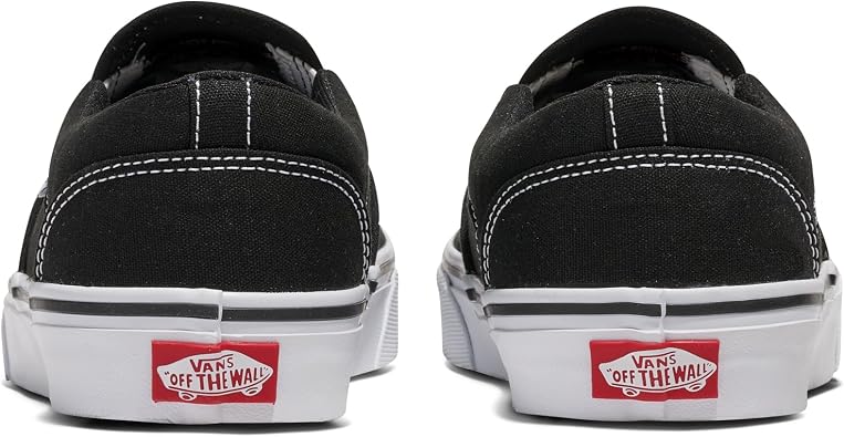Vans Men's Asher Slip-On Shoe - Casual Sneakers for Walking, Fashion & Work. (Canvas) Black/White. 9