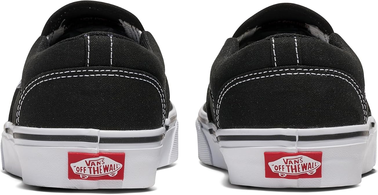 Vans Men's Asher Slip-On Shoe - Casual Sneakers for Walking, Fashion & Work. (Canvas) Black/White. 9