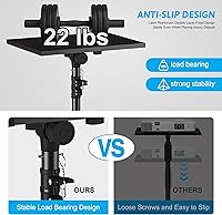 Vista 2 de Trípode ajustable para proyector, altura de laptop de 23.5 a 46.5 pulgadas con soporte para teléfono de cuello de cisne, piso para oficina, hogar