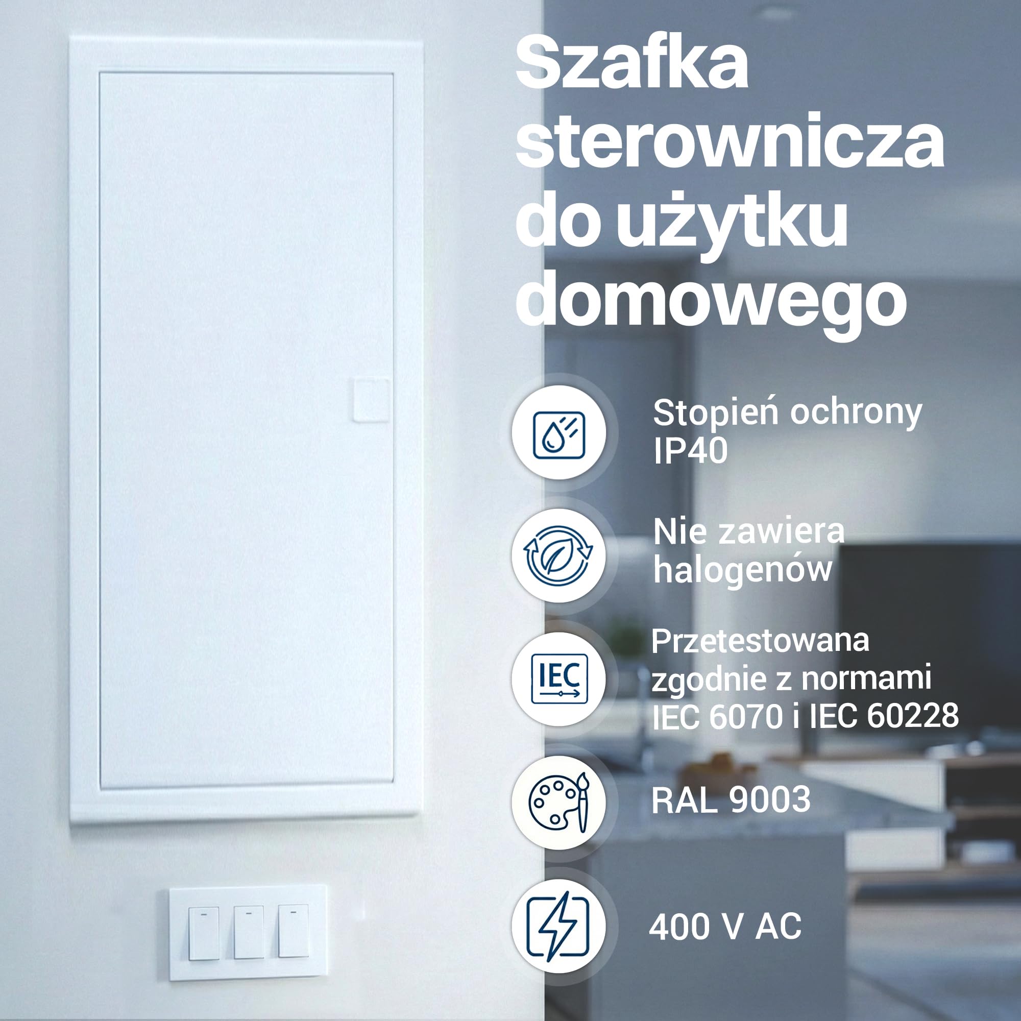 Intratec Rozdzielnica Podtynkowa 5-Rzędowa – Skrzynka Elektryczna IP40 na 60 Modułów z Białymi Drzwiami Metalowymi i Szyną DIN do Instalacji Wewnętrznych w Budynkach – 346 x 94 x 842mm