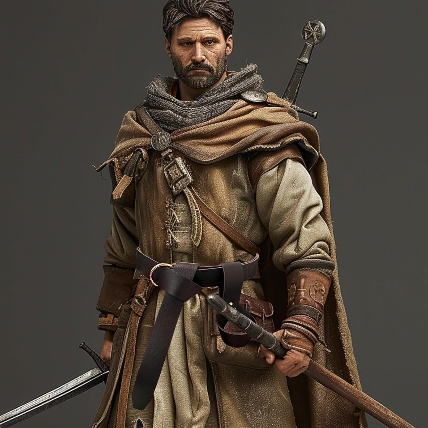 Medieval Belt with Sword Sheath, Leather Viking Belt and Frog Sword Scabbard Set, Renaissance Pirate Holster - Image 6