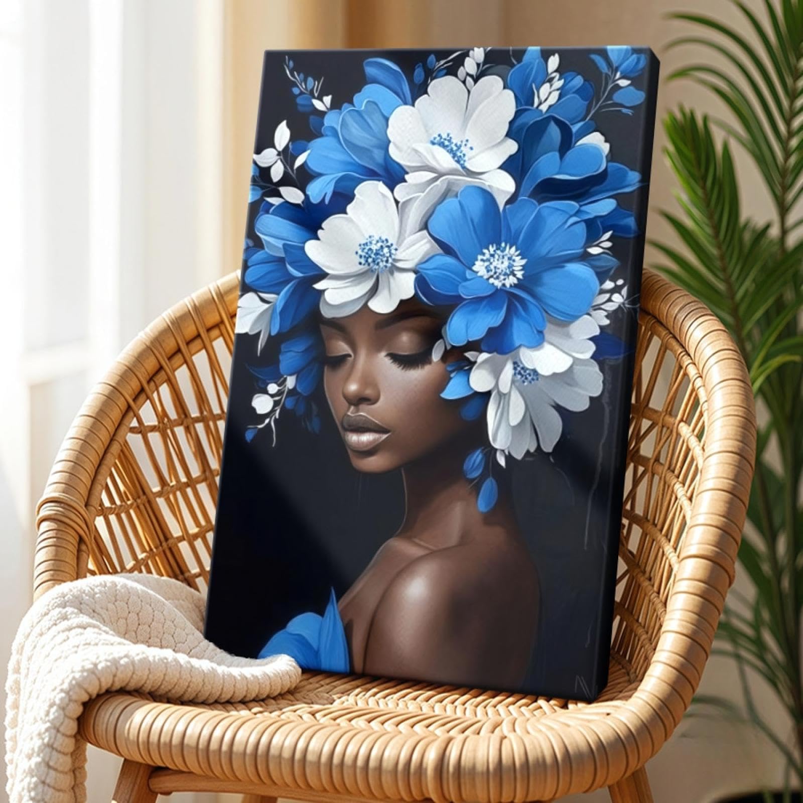 Impressions de fleurs bleues grand format 60x90 avec cadre - 8