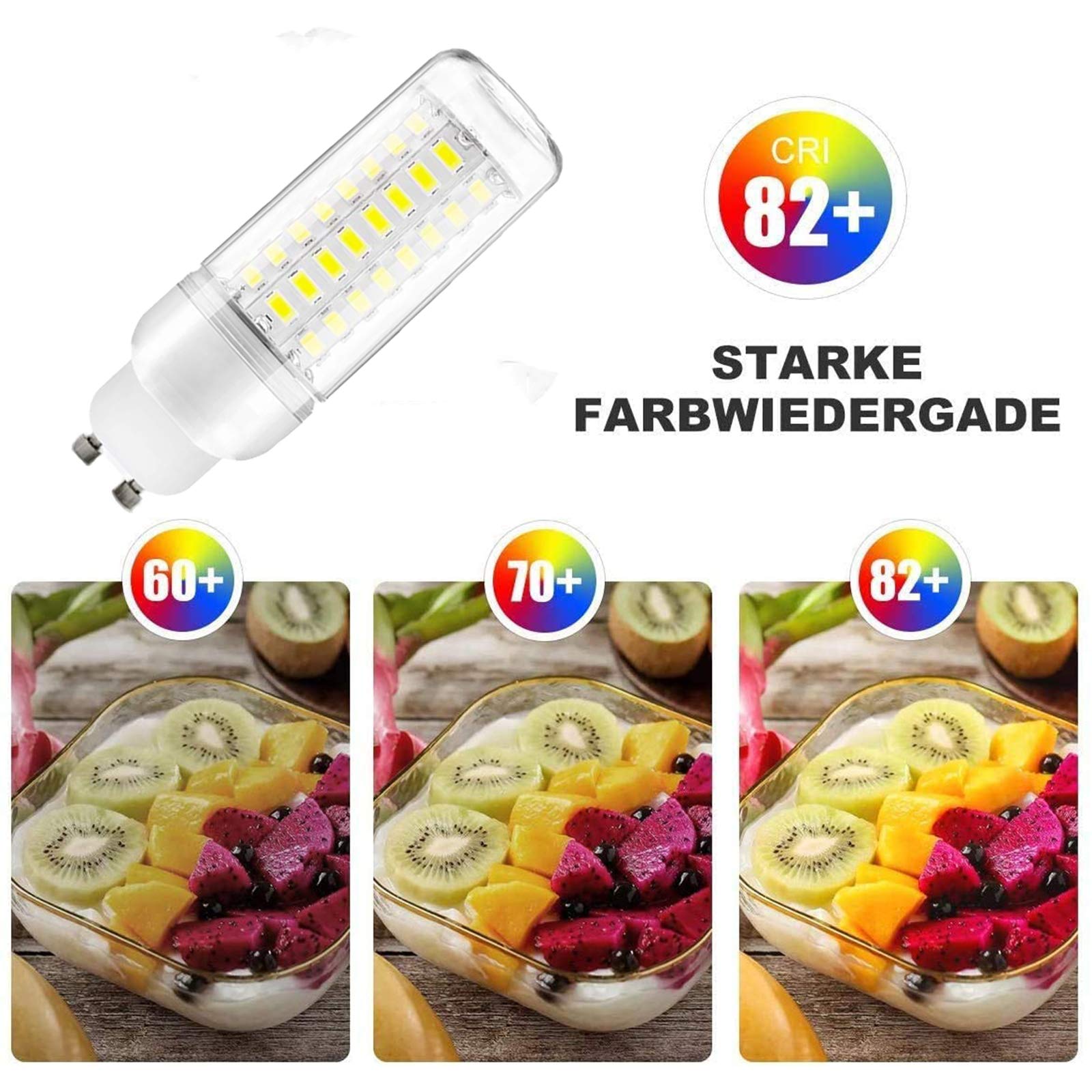 Bombilla LED tubular maíz GU10 12 W, frío, 6000 K, equivalente a luz incandescente 100 W, candelabro LED GU10, bombillas ángulo haz 360 grados, no regulables, 8 unidades