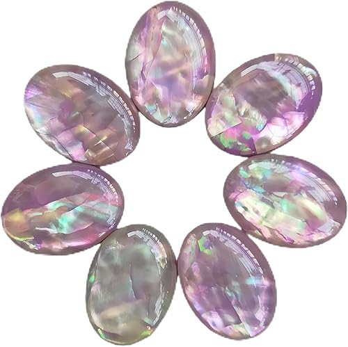 Vista 4 de 7 cuentas ovaladas de lapislázuli con parte trasera plana, piedras preciosas de cristal para hacer joyas, bricolaje, 0.71 x 0.51 pulgadas