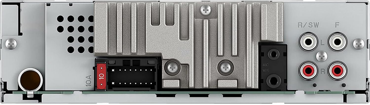 Rear view of the Pioneer DEH-S5100BT car stereo receiver, showing wiring harness connector, antenna input, and RCA outputs.