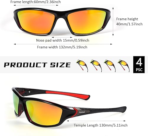 Miniatura 92 de TOODOO 4 Pairs Men Polarized Sunglasses with UV Protection Driving Glasses Sports for Sport Outdoor Activities