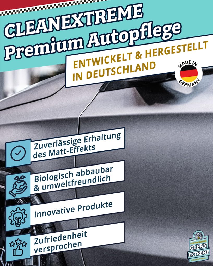 Mattlack Pflege mit Versiegelung - 500ml Spray + 2,3L Kanister | Set inkl. 5 x 500GSM Mikrofasertuch - Zum Pflegen von Autolack Matt, Matt-Folie, Autosprühfolie - Erhält den Matt-Effekt