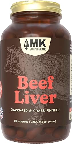Suplemento de hígado de ternera alimentado con pasto (3.000 MG, suministro de 45 días) de ganado 100% criado en pastos de Nueva Zelanda