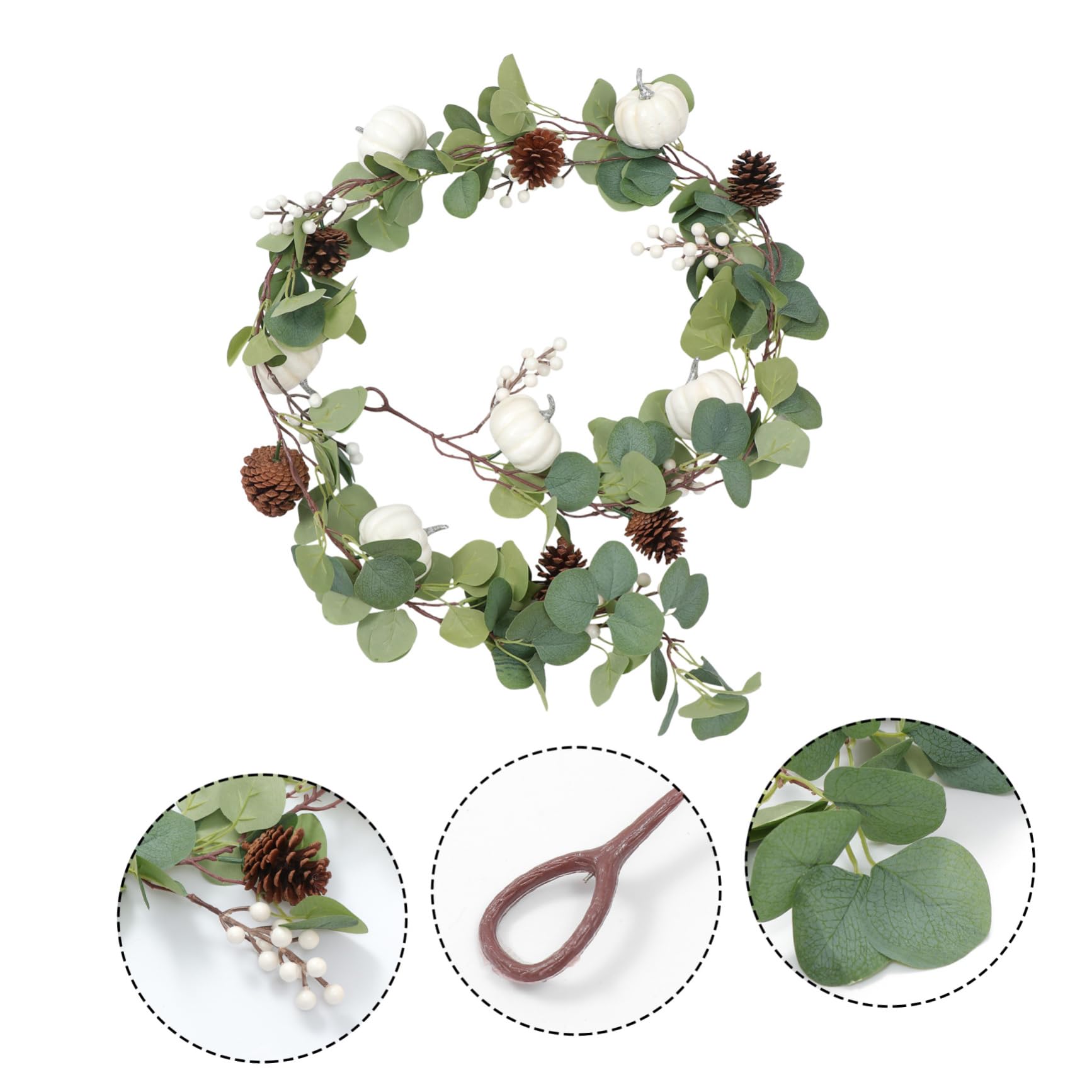 Cabilock 3 Sätze Rattan-anhänger Kürbisgirlande Fallen Künstliche Blätter Gefälschte Pflanzen Herbst-wohndekoration Hortensie Girlande Aus Stechpalmenblättern Baum Im Freien Green Plastik