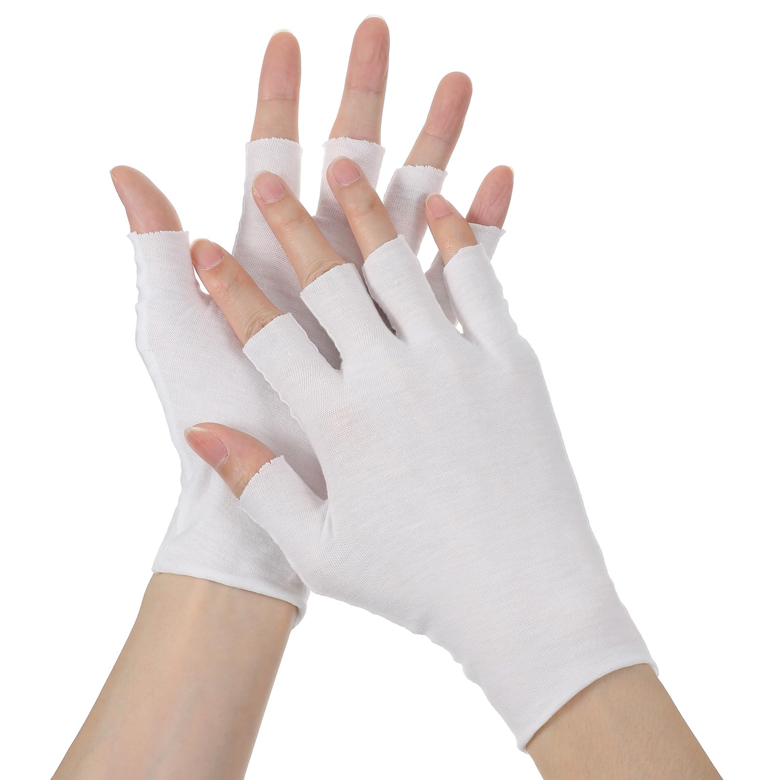 Mabor 6 paia di guanti in cotone bianco neurodermatite morbidi senza dita per eczema, mani asciutte, bellezza, spa della mano (taglia unica)