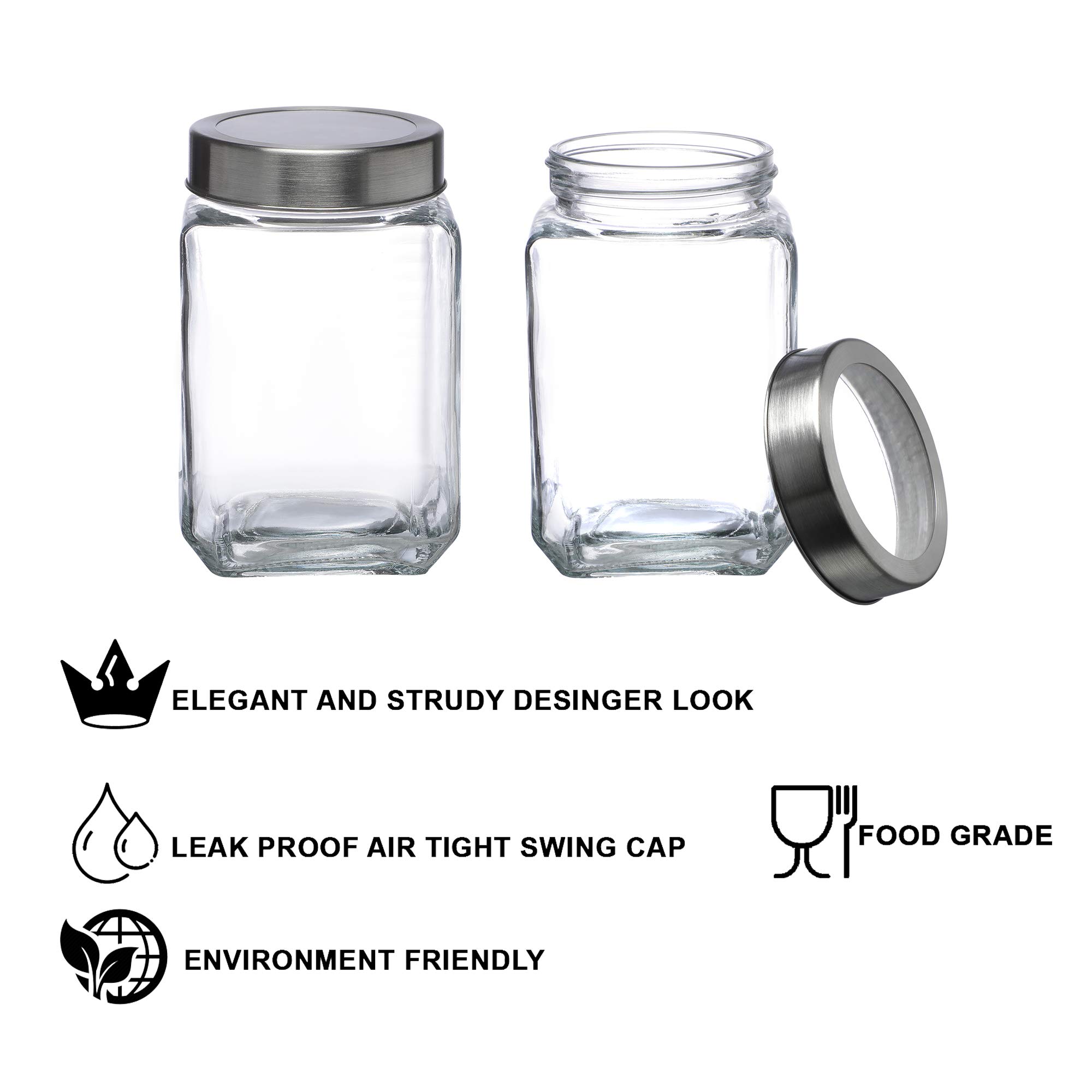 Transparent Glass Jars - Set of 2 - Cutting Edge Essentials -4 Transparent Glass Jars - Set of 2 - Cutting Edge Essentials -4