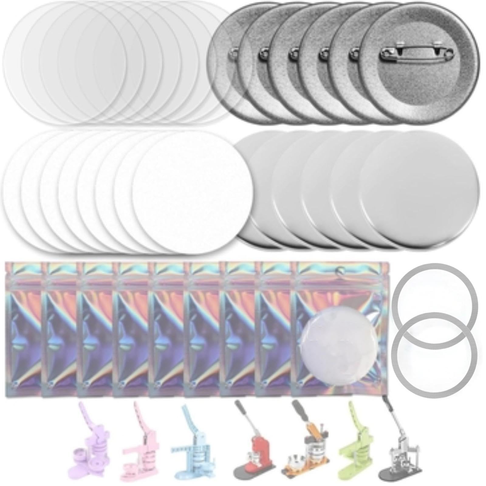 902x Rohling Button Herstellungsmaterial mit Dichtung, Rohling Papier, Tragbares DIY Set Zur Herstellung Runder Anstecknadeln für Namensschilder,