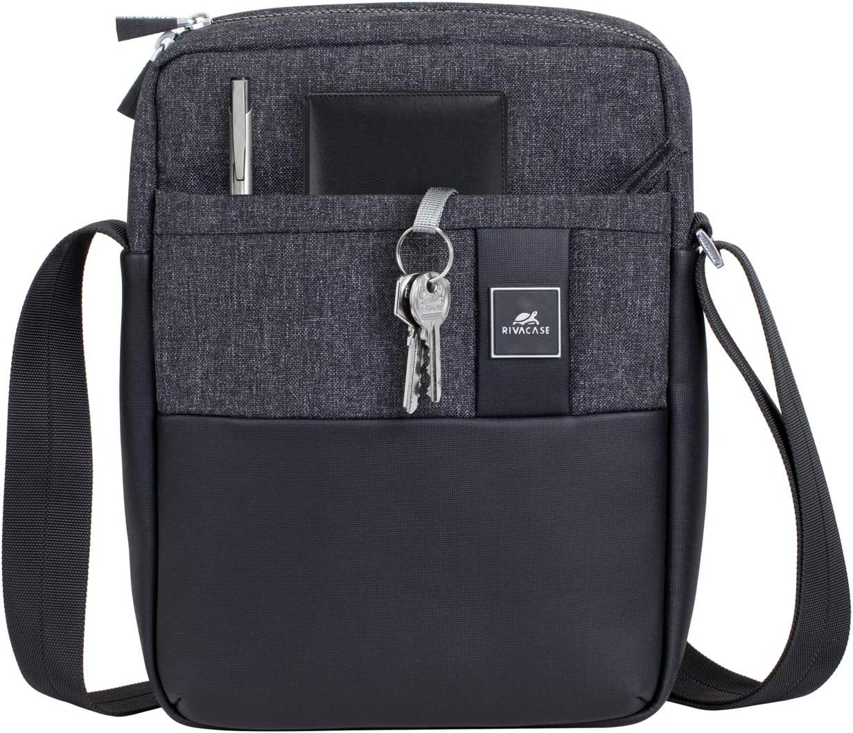 Rivacase 8811BLKMEL Lantau Melange ECO Crossbody Bag for 11 in. Tablets - Black