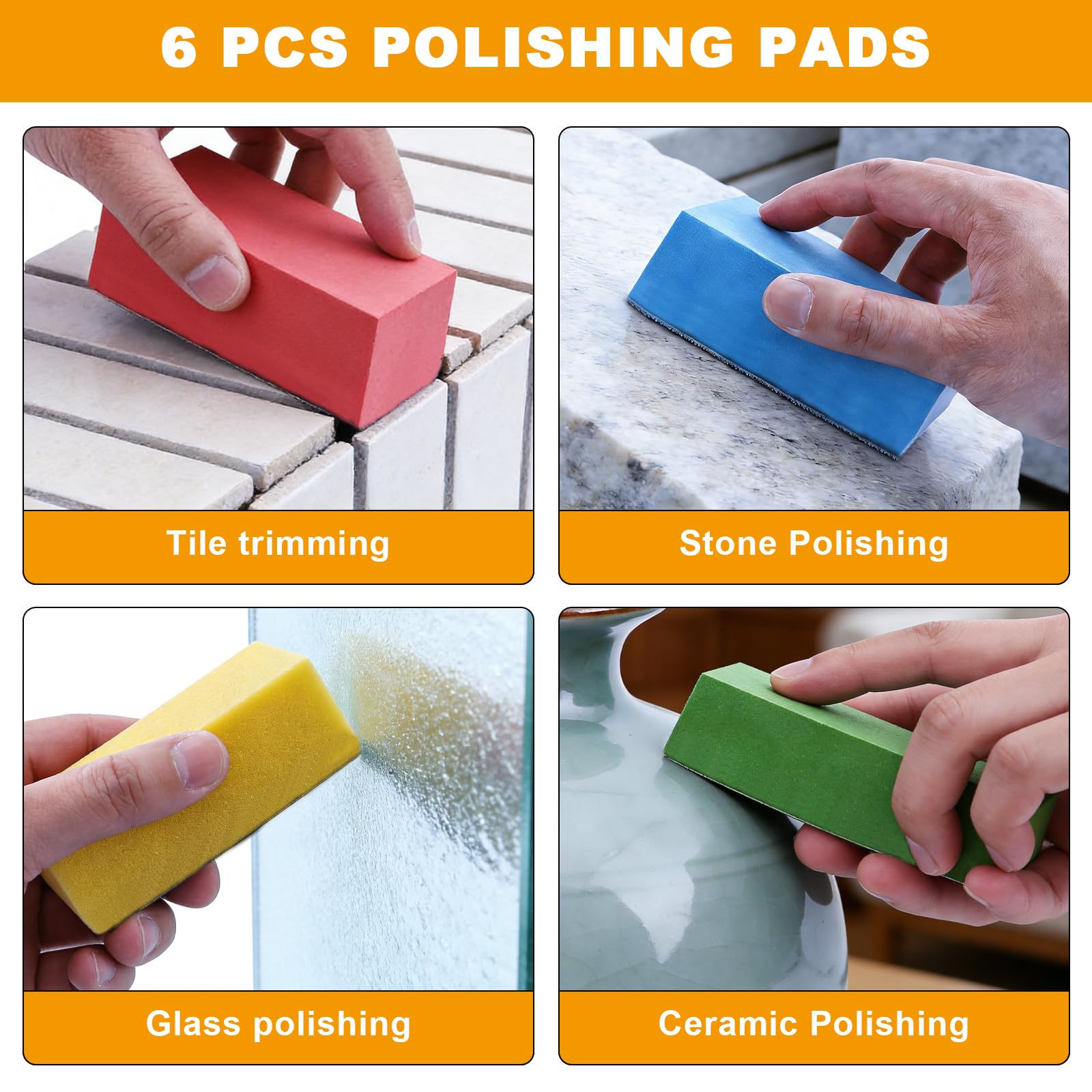 6 Pezzi Dischi Abrasivi Diamantati, per Levigare Piastrelle E Vetro, per Piastrelle In Pietra e Ceramica, Vetro, Levigatura e Rifinitura Con Diverse Grane, 60#, 100#, 200#, 400#, 600#, 1000#