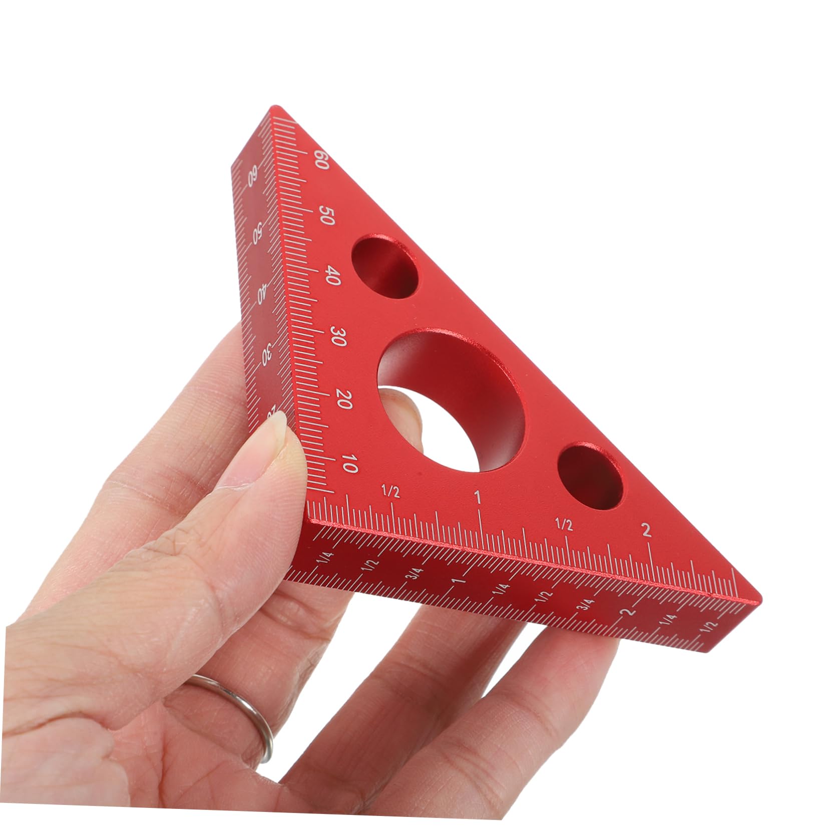 Lurrose 3 Piezas Regla de Carpintero de Aleación de Aluminio Engrosada Regla de Ángulo para Medición de Herramientas de Carpintería Diy Rojo