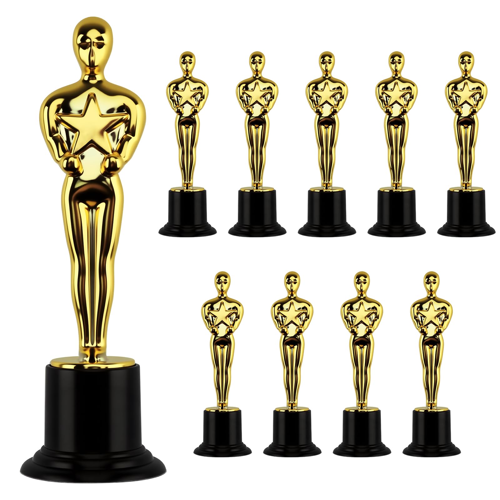 10 Piezas Trofeo de Oro Estatuas, Plástico Trofeo, para Ceremonia de Entrega de Premios, Premios de Fiesta, Celebración Deportiva