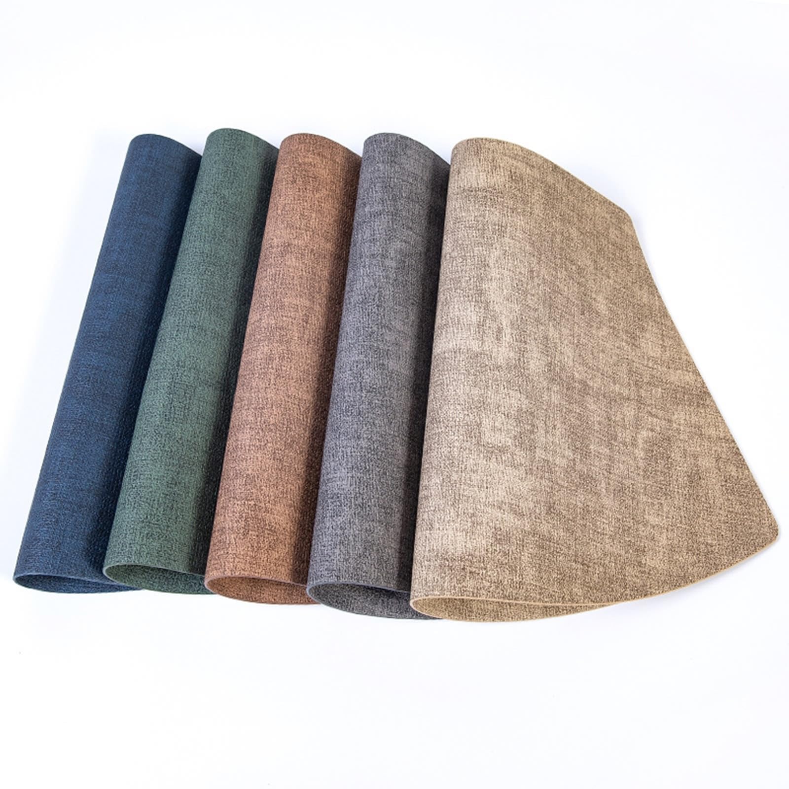 KnSam 6Pcs Set Tischsets Platzsets Modern Sektor 31.5x48CM, PU Leder Platzset Abwaschbar Motiv Gewebt Muster Hitzebeständige, Tischuntersetzer Dunkelgrau für Restaurant