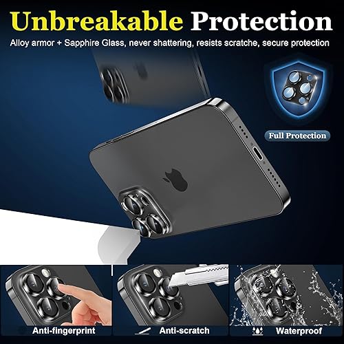 Miniatura 3 de YMHML Protector de lente de cámara para iPhone 15 ProiPhone 15 Pro Max, aleación de vidrio templado, cubierta completa de metal, protección contra