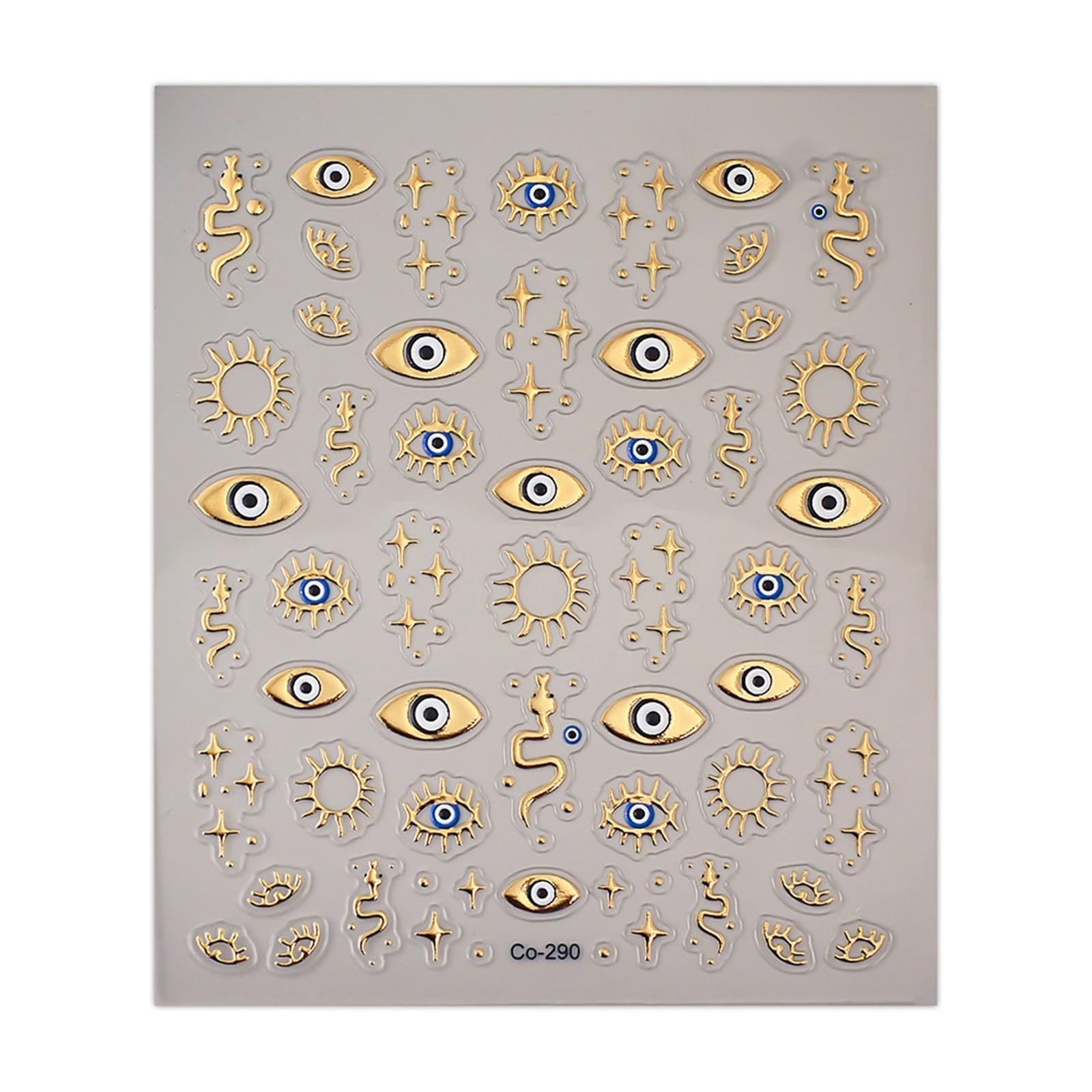 3Pcs 3D Nail Stickers - Embossed Angel Eyes 5D Nail Decals(Gold)