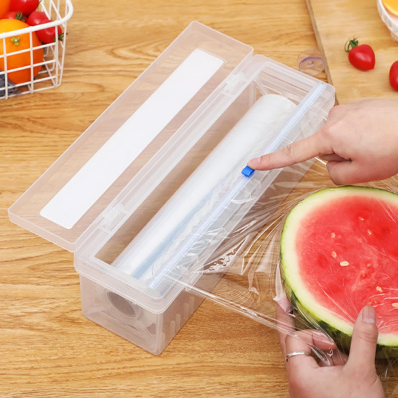 Distributeur de film étirable de 45 cm avec cutter, distributeur de film étirable et cutter, distributeur de papier alimentaire rechargeable avec cutter coulissant pour la maison et la cuisine