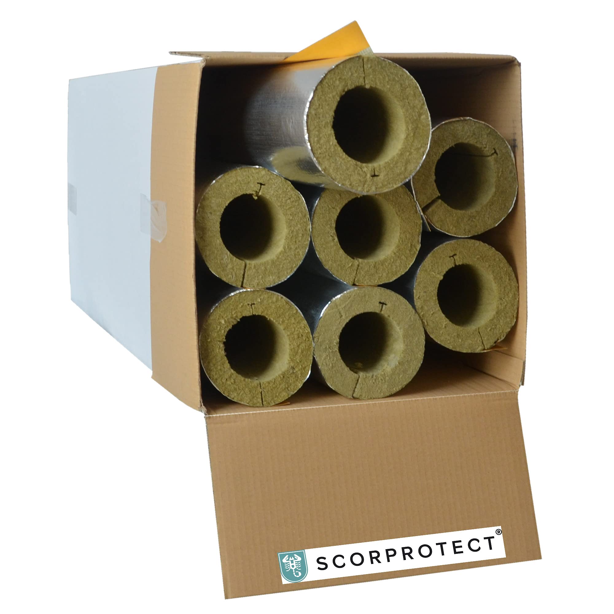 Caja de cartón completo con revestimiento de aluminio, aislamiento de tuberías, lana de roca con conductividad térmica 0.040 (lana de roca, 76 x 30 mm x 1 metro)