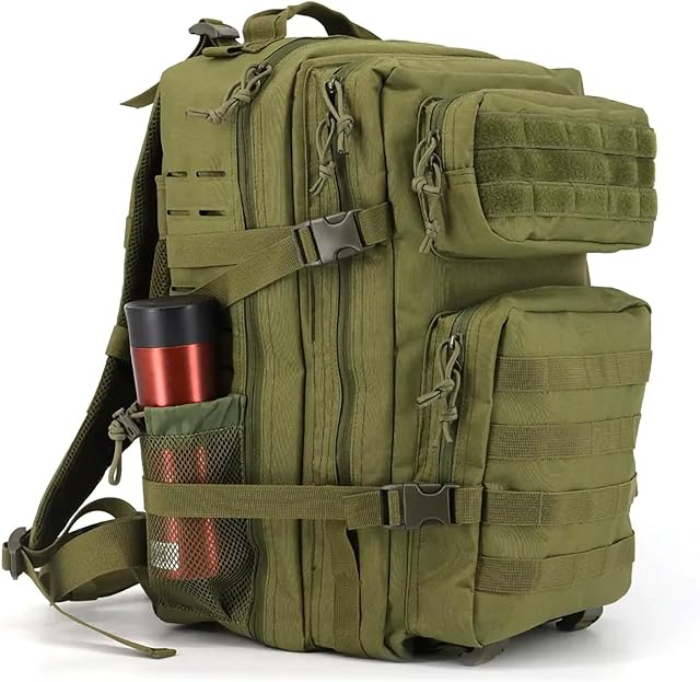 Zulik 45L Military Tactical Backpack for camping hiking trekking or travelling used by the Military as MOLLE army Assault Pack bug out and camouflage Hunting Rucksack