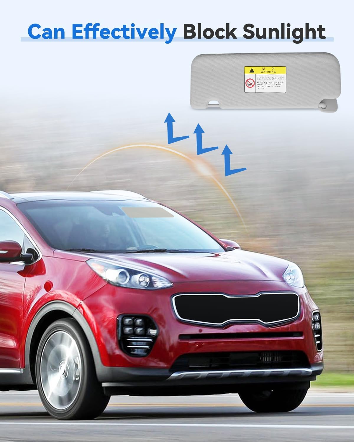 85220-D9110 Right Passenger Side Sun Visor Without Sunroof Fit for KIA Sportage 2017 2018 2019 2020 2021 2022, Gray
