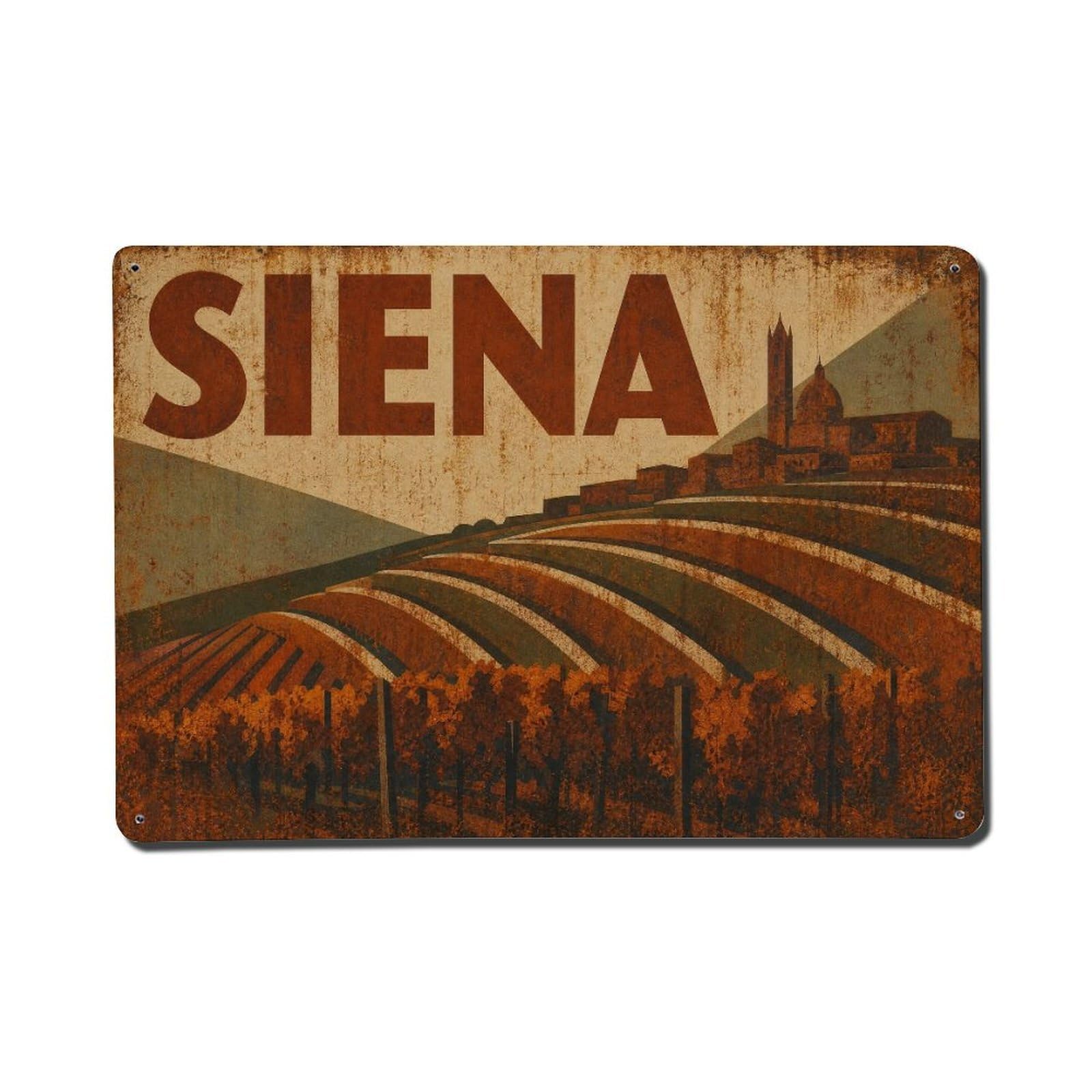 Huiyhb 8X12inch(20X30cm) Vintage Travel Siena Vineyard Terraces Wine Region Italy Metal Tin Sign