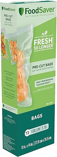 FoodSaver Bolsas de sellado al vacío precortadas de 1 galón con construcción multicapa sin BPA para preservación de alimentos y Sous Vide 13