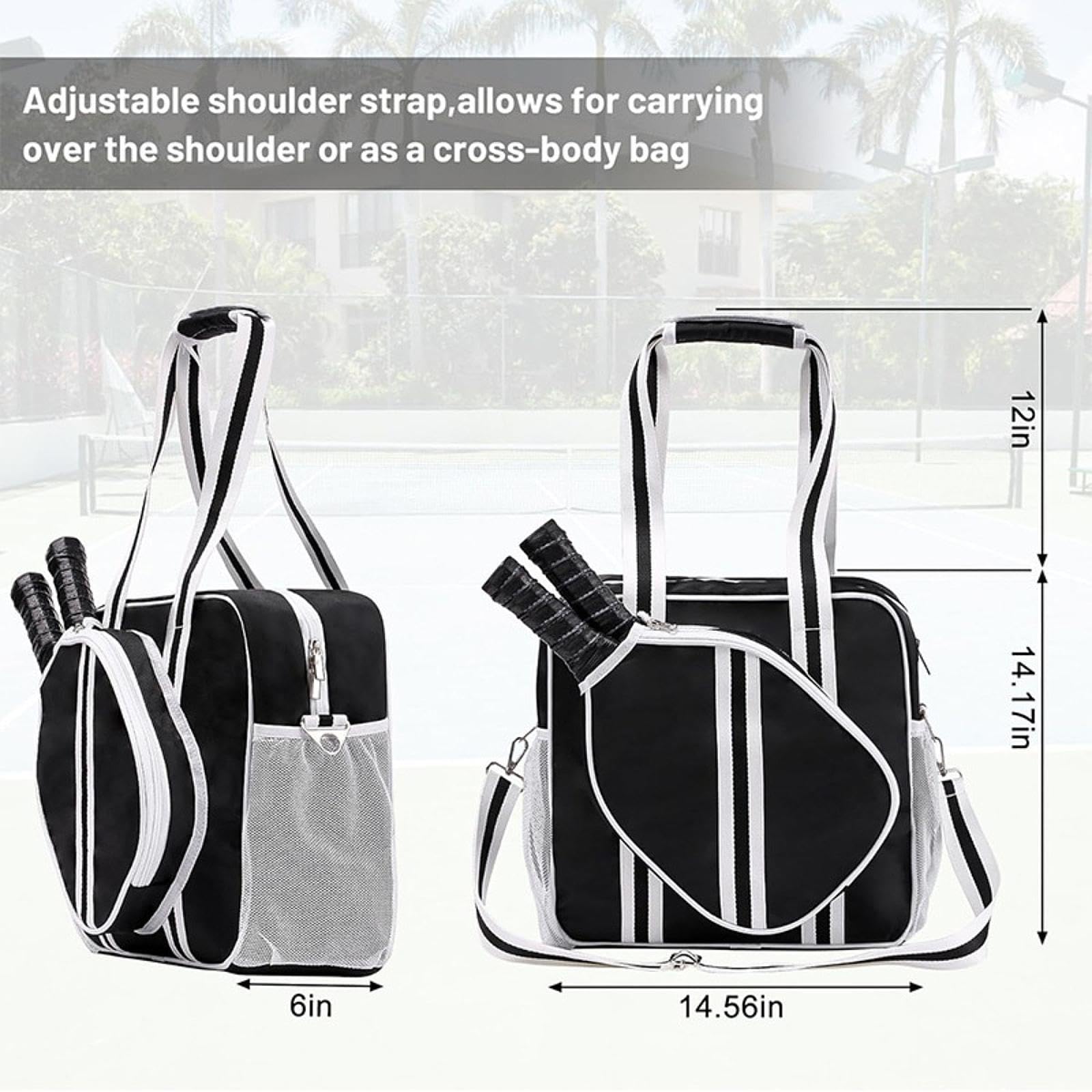 Borsa da Pickleball, Borsa Tote da Pickleball, Borsa a Tracolla Grande E Portatile per Fitness per, Borsa per Racchetta da Pickleball,