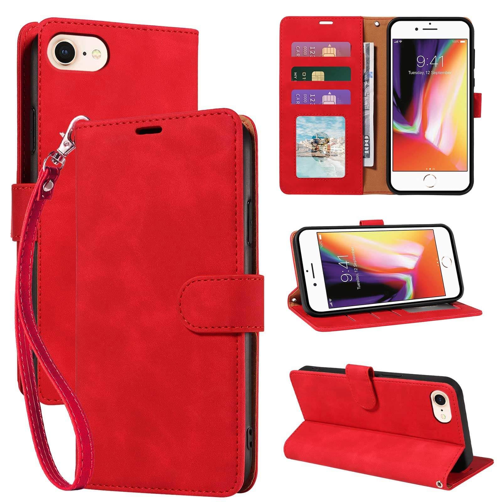 Photo 1 of JHWVVTF iPhone SE/6/6S/7/8 Wallet Case RFID Blocking - Red