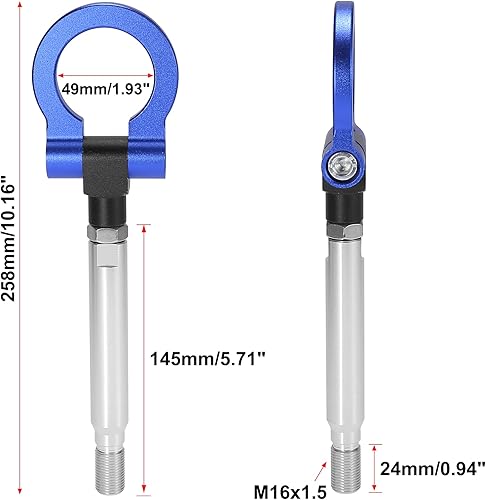 Miniatura 4 de X AUTOHAUX Anillo de remolque de parachoques delantero de aleación de aluminio azul Tornillo de gancho de remolque para Subaru Impreza WRX BRZ