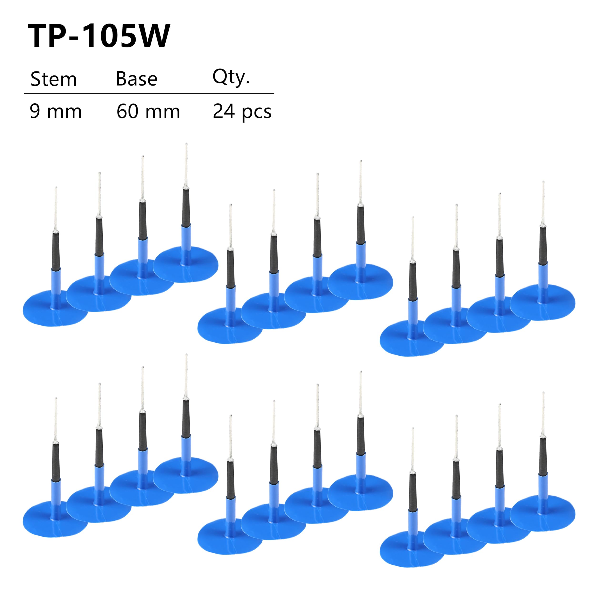 TP-105W - Toppa autoadesiva per riparazione funghi (60 x 9 mm), 24 pezzi per pneumatici di automobili, camion, autobus e agricoltura