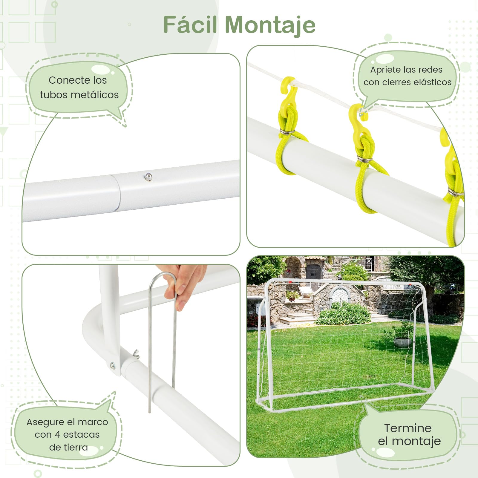 COSTWAY Porteria Futbol Niños, 187 X 122,5 cm, 2 en 1 Porteria Futbol Jardin con Red de Rebote Y Red de Fútbol, Ángulo Ajustable, para Niños y Adultos
