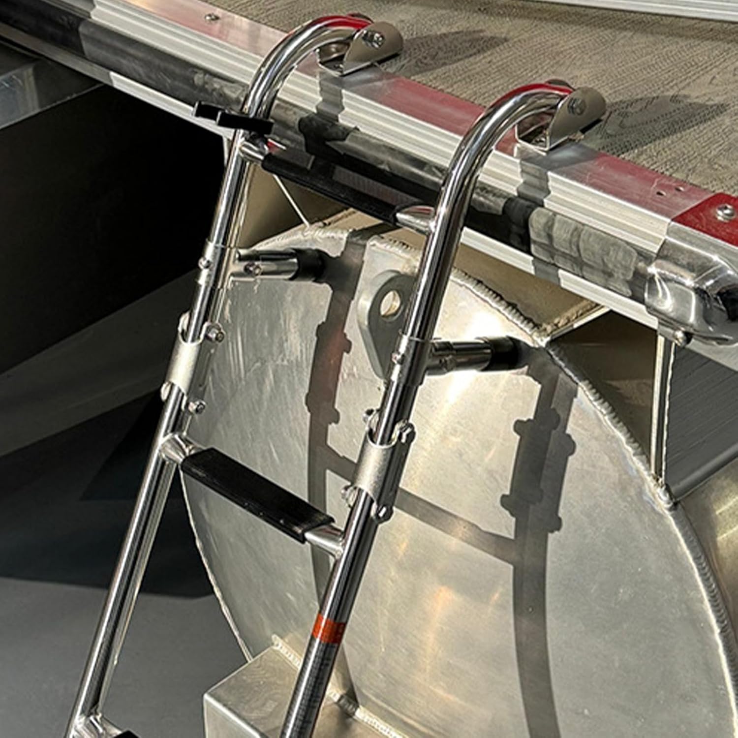 Heavy Duty Folding Boat Ladder Stainless Steel Yacht Dock Swim Ladder Portable Marine Water Sports Accessory for Boats, Yachts, Lakes, Beaches, Pools, Safe Durable Boarding Tool