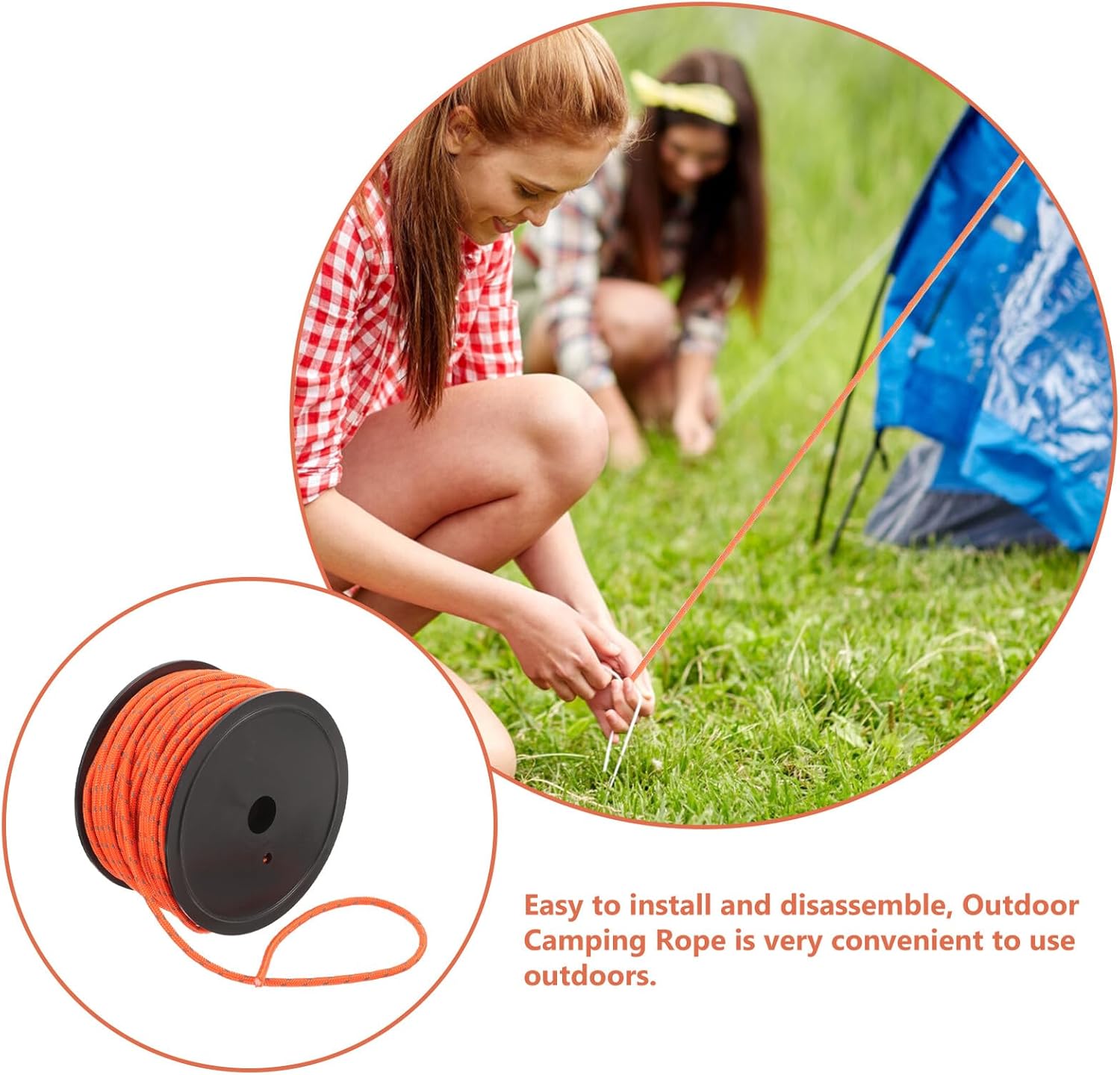 POPETPOP High-Visibility Reflective Camping Rope Windproof Tent Cord for Outdoor Hiking Climbing with Wear-Resistant Design for Canopy Tarp Tie Down and Hammock Hanging