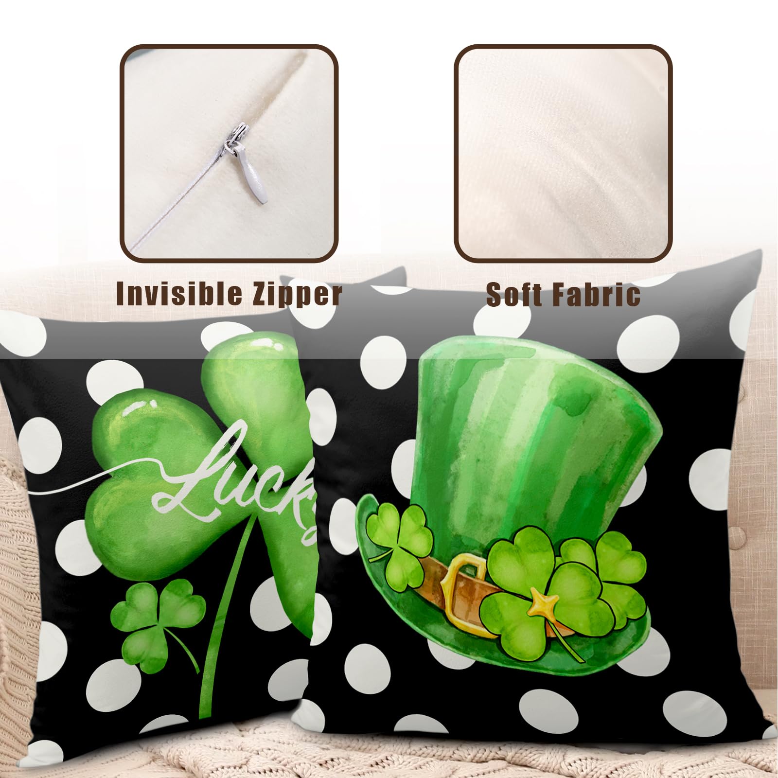 Ogiselestyle St. Patrick's Day Glückskleeblatt Kissenbezug 30,5 x 50,8 cm Kleeblatt Kissenbezug Dekoration für Sofa Couch