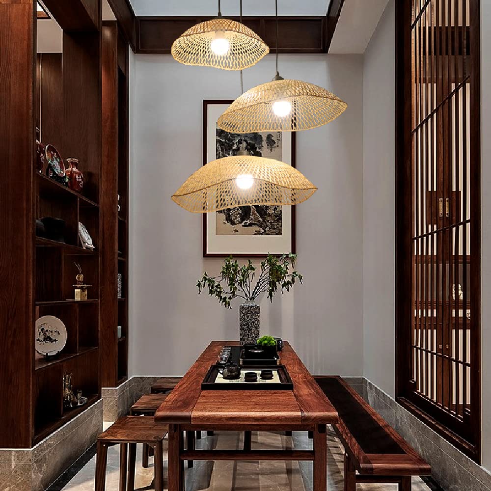 Lampadario in bambù intrecciato a mano, lampada a sospensione in bambù aperta, paralume in bambù E27, lampada da soffitto, apparecchi di illuminazione a risparmio energetico per la decorazion