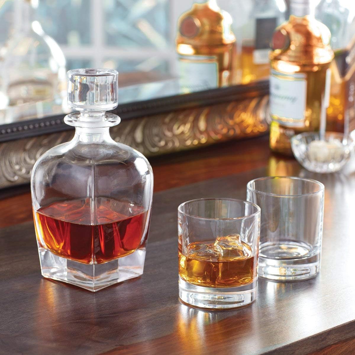 Lenox Tuscany Classics Personalized Crystal Whiskey Decanter Set with Glasses, Custom Engraved Crystal Decanter with 2 DOF Whiskey Glasses for Bourbon, Scotch, Liquor, Home Bar Accessories