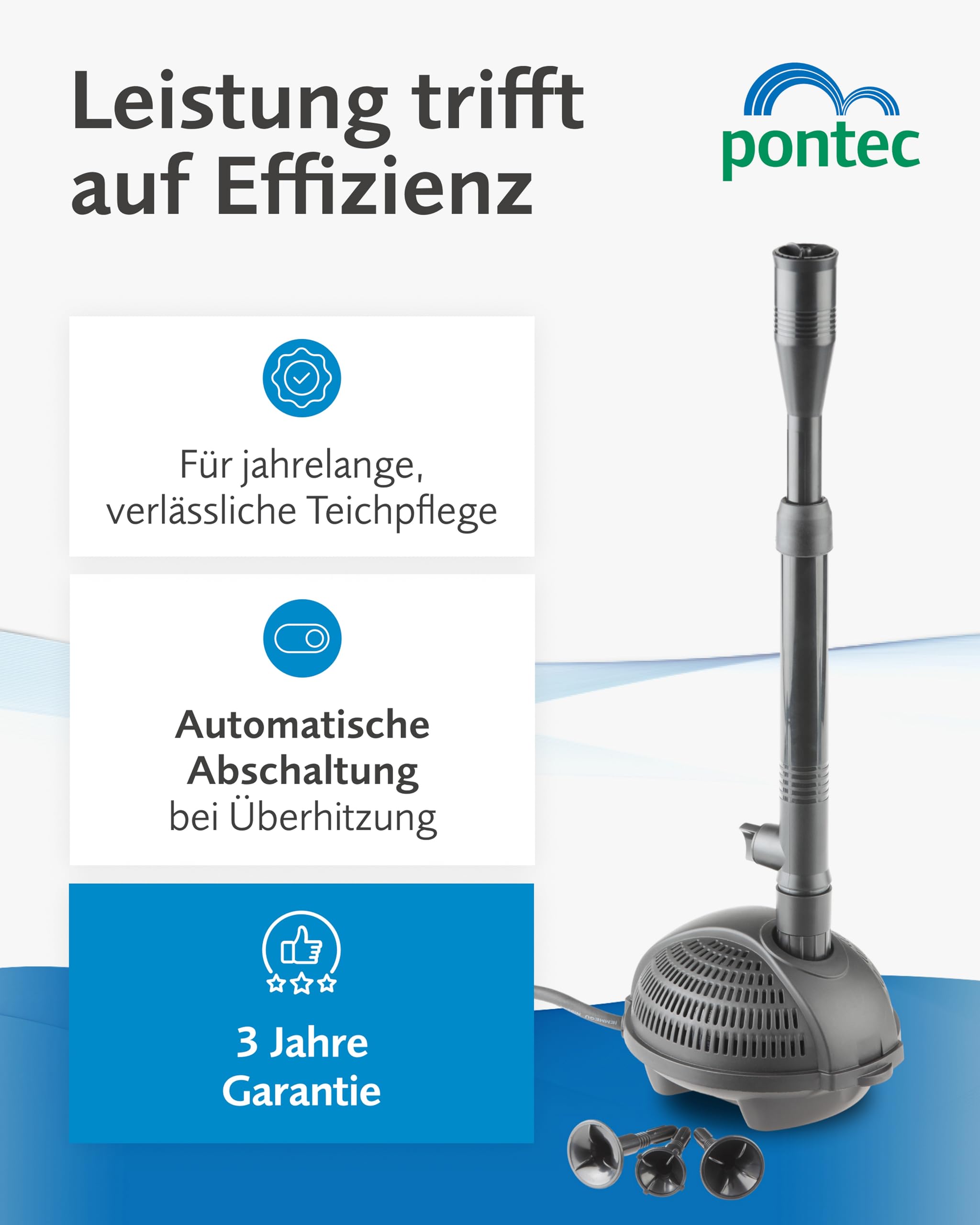 Pontec 56465 Wasserspielpumpe PondoVario Wasserspiel Teichpumpe Fontänenpumpe Gartenteich Zierbrunnen 750 l/h
